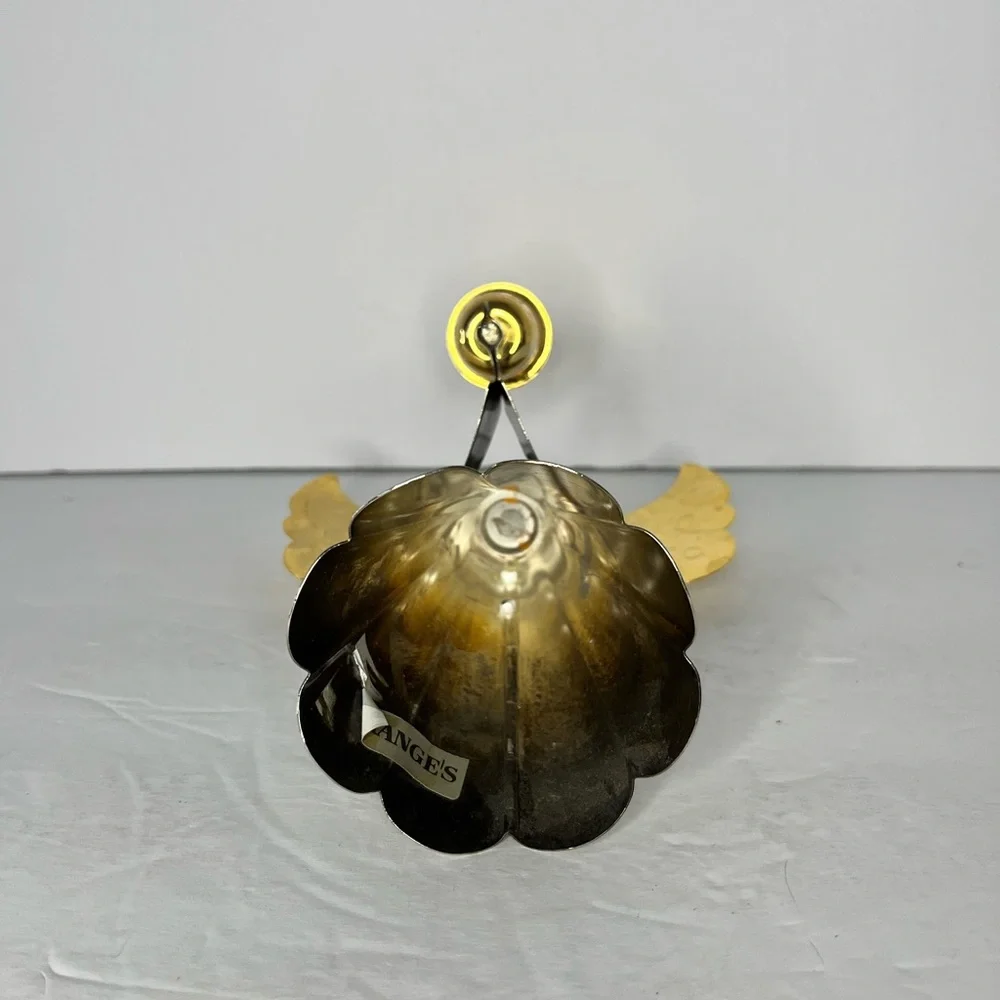 Vintage Angel Christmas Candle Holder 7” Silver /‎ Gold Plated On Brass.